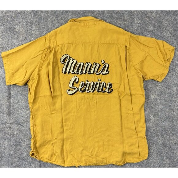 Vintage King Louie Mens Bowling Shirt Size Large Yellow Chainstitched Holiday - Picture 1 of 9